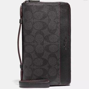 NWT Coach Double Zip Travel Organizer In Signature Canvas Black